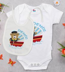 BK Kids Kişiye Özel İsimli 6 Parça Bebek Body Zıbın Battaniye ve Yastık Hediye Seti, Yeni Doğan Bebek Giyim Hediyesi