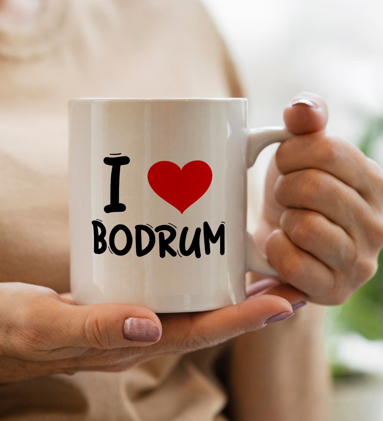 BK Gift I Love Bodrum Tasarımlı Beyaz Kupa Bardak