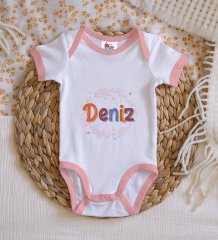 BK Kids Kişiye Özel Pembe Bebek Body Zıbın - Model 163