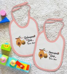BK Kids Kişiye Özel Annesinin ve Babasının Balı Tasarımlı 2’li Pembe Mama Önlüğü-1