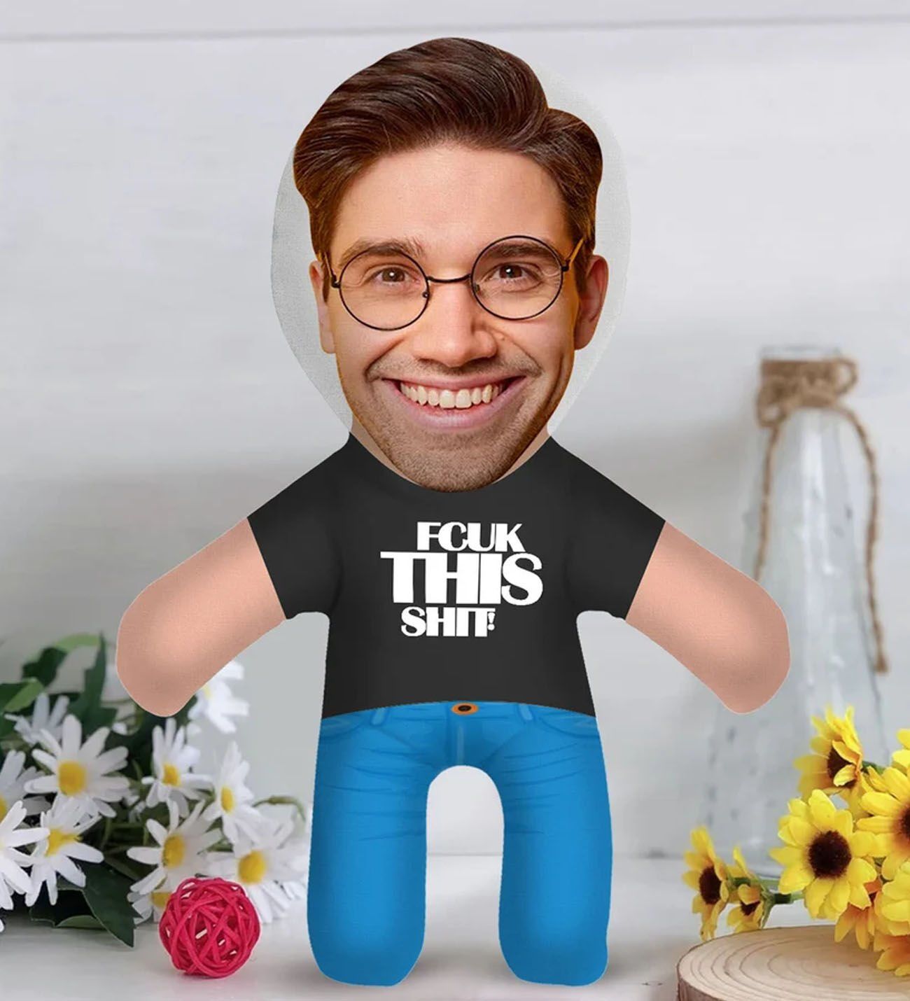 BK Gift Kişiye Özel Fcuk This Shit Tasarımlı Erkek Bebek Yastık-1