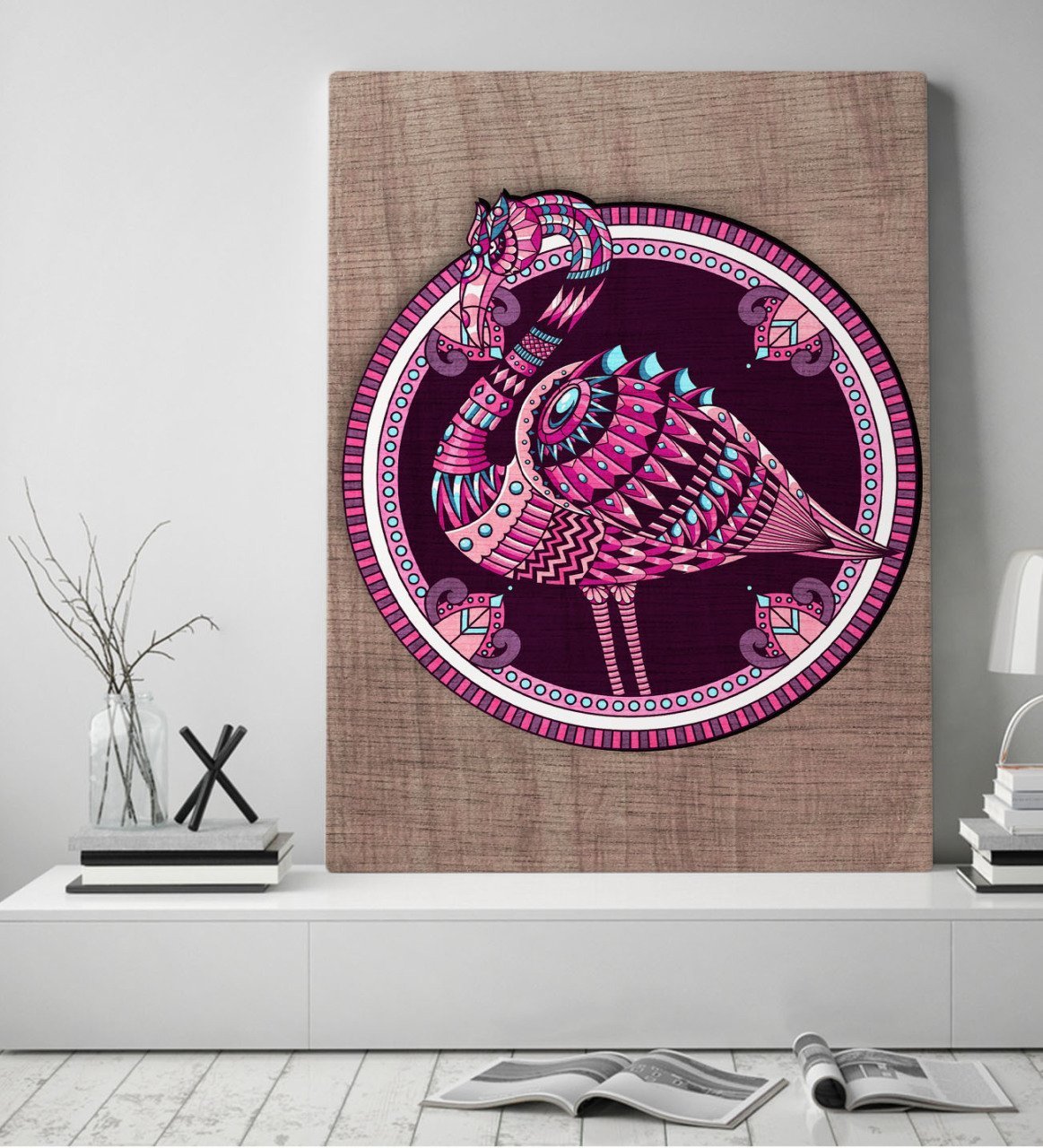 BK Home Flamingo Tasarımlı Kanvas Tablo 50x70cm-1