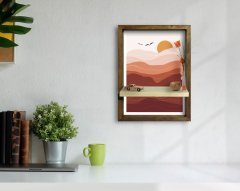 BK Home Doğal Masif Ahşap Çerçeveli Tablo Duvar Rafı-47