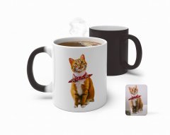 Kişiye Özel Tam Boy Kedi Karikatürlü Sihirli Kupa Bardak-1