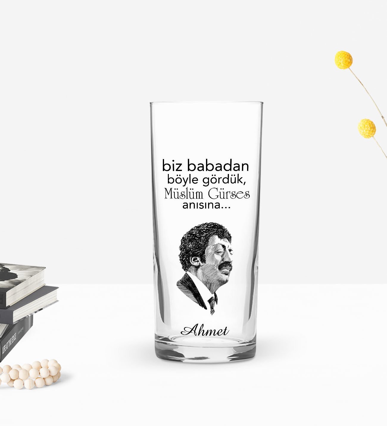 Kişiye Özel Renkli Baskılı Babadan Böyle Gördük Tasarımlı Rakı Bardağı-1