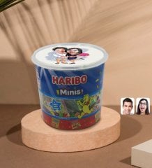 Kişiye Özel Sevgililer Karikatürlü Dev Boy Haribo Minis Kovası (10gx100adet) Model 108