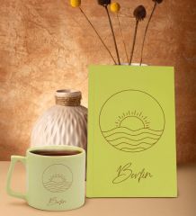 BK Gift Kişiye Özel İsimli Sarı Sert Kapaklı Defter ve Middle Kupa Seti, Arkadaşa Hediye, Yeni İş Hediyesi, Doğum Günü Hediyesi-7