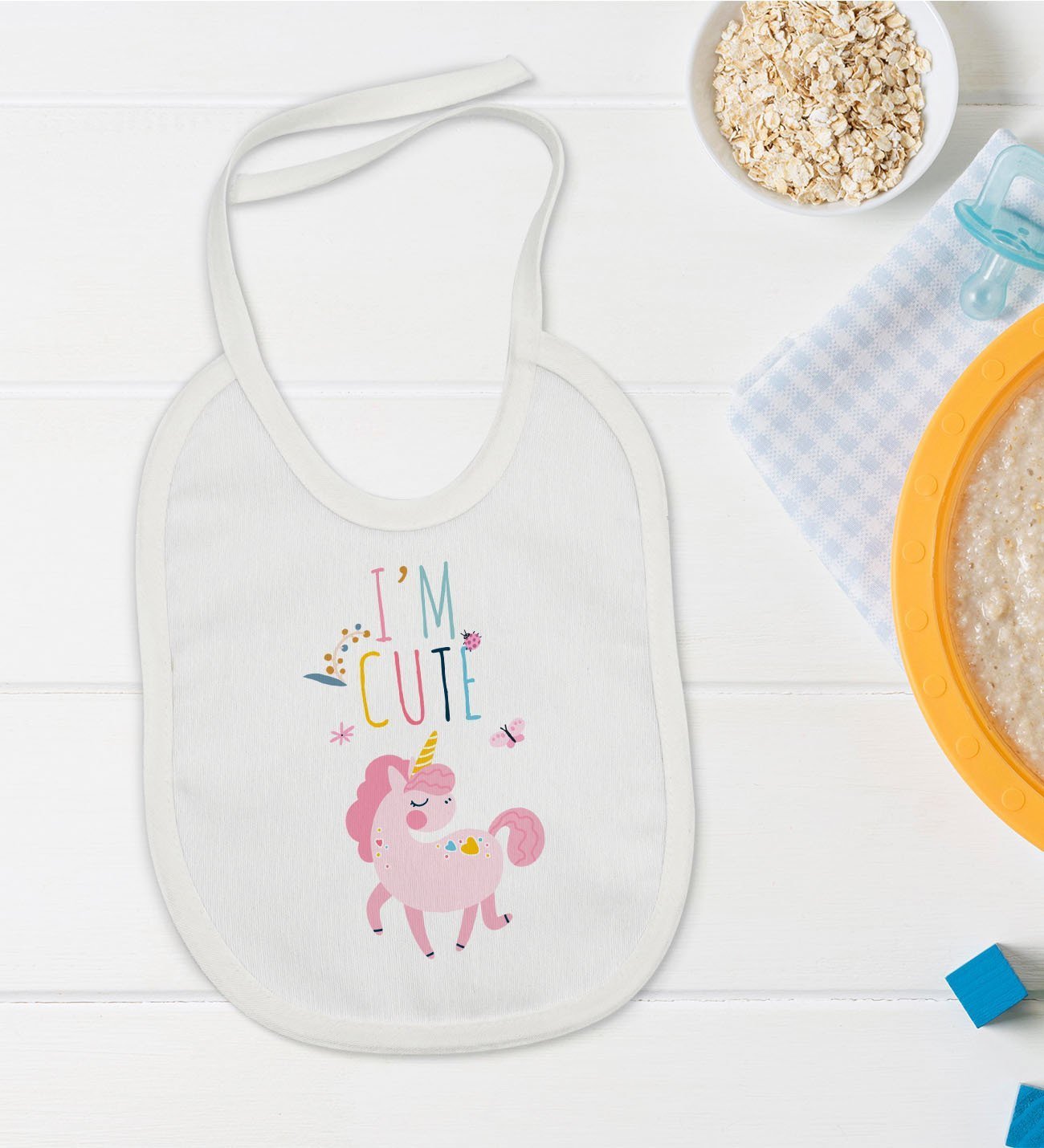 BK Kids I'm Cute Tasarımlı Bebek Mama Önlüğü - Model 1