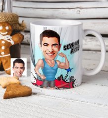 Kişiye Özel Bay Sporcu Karikatürlü Beyaz Kupa Bardak