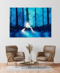 BK Home Karanlık Ormandaki Esrarengiz Kız Tasarımlı Kanvas Tablo 50x70cm