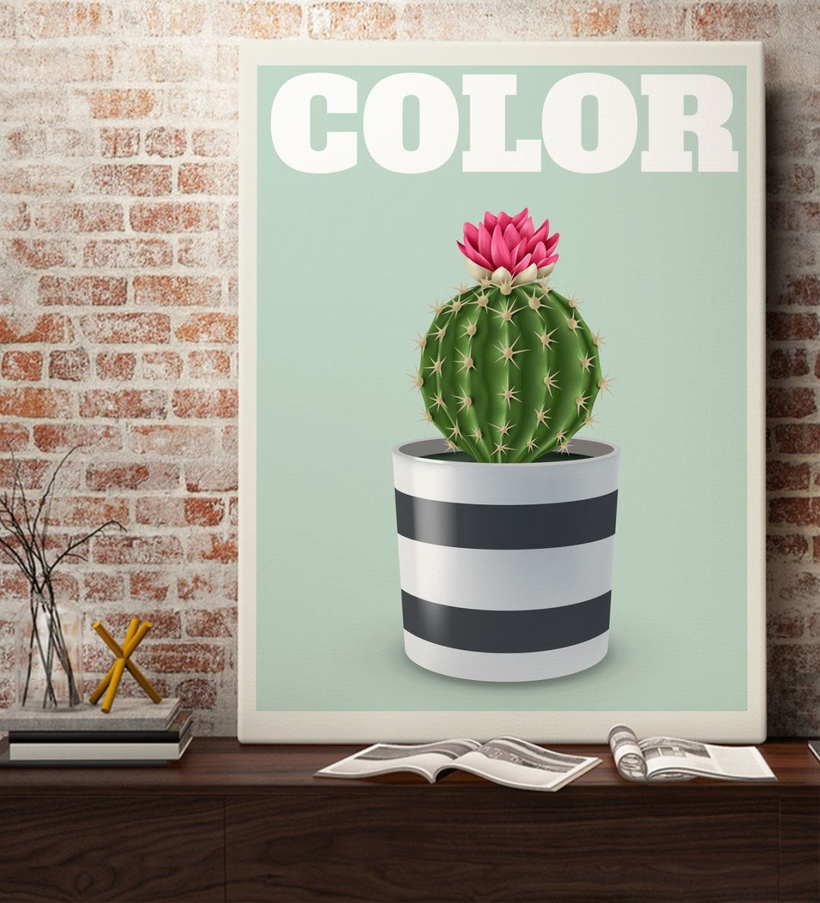 BK Gift Kaktüs Tasarımlı Kanvas Tablo 70x100cm-4