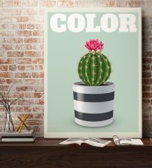 BK Gift Kaktüs Tasarımlı Kanvas Tablo 70x100cm-4