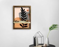 BK Home Doğal Masif Ahşap Çerçeveli Tablo Duvar Rafı-46