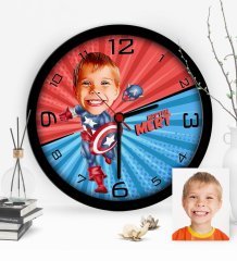 Kişiye Özel Kaptan Amerika Çocuk Odası Karikatür Ahşap Duvar Saati - 1