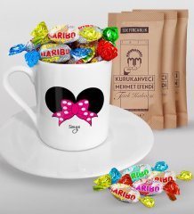 Kişiye Özel Sevgililer Günü Türk Kahvesi Fincanı Mehmet Efendi Kahve ve Haribo Şeker Hediye Seti-87
