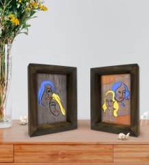 Bk Gift Dekoratif 2'li Doğal Masif Ahşap Çerçeve 15x20cm-57