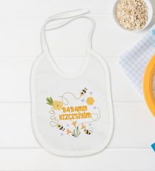 BK Kids Babamın Kızçesiyim Tasarımlı Beyaz Bebek Body Zıbın ve Mama Önlüğü Hediye Seti-1