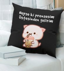 BK Gift Esprili Premium Kumaş Siyah Kırlent Yastık, Ev Hediyesi, Ev Dekorasyonu, Dekoratif Hediye-11