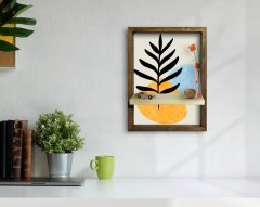 BK Home Doğal Masif Ahşap Çerçeveli Tablo Duvar Rafı-45