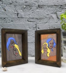 Bk Gift Dekoratif 2'li Doğal Masif Ahşap Çerçeve 15x20cm-56