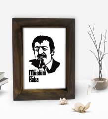 BK Gift Müslüm Baba Tasarımlı Dekoratif Doğal Masif Ahşap Çerçeve 15x20cm-5