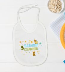 BK Kids Babamın Kızanıyım Tasarımlı Beyaz Bebek Body Zıbın ve Mama Önlüğü Hediye Seti-1