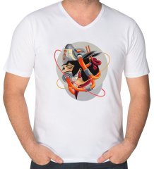 BK Gift Geisha Tasarımlı V Yaka Tişört-1