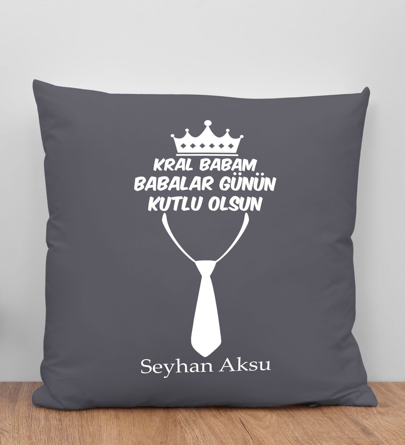 BK Gift Kişiye Özel İsimli Babalar Günü Tasarımlı Gri Kırlent Yastık-10, Babaya Hediye, Ev Dekorasyonu, Babalar Günü Hediyesi