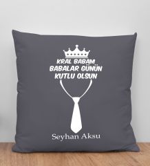 BK Gift Kişiye Özel İsimli Babalar Günü Tasarımlı Gri Kırlent Yastık-10, Babaya Hediye, Ev Dekorasyonu, Babalar Günü Hediyesi