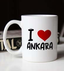 BK Gift I Love Ankara Tasarımlı Beyaz Kupa Bardak