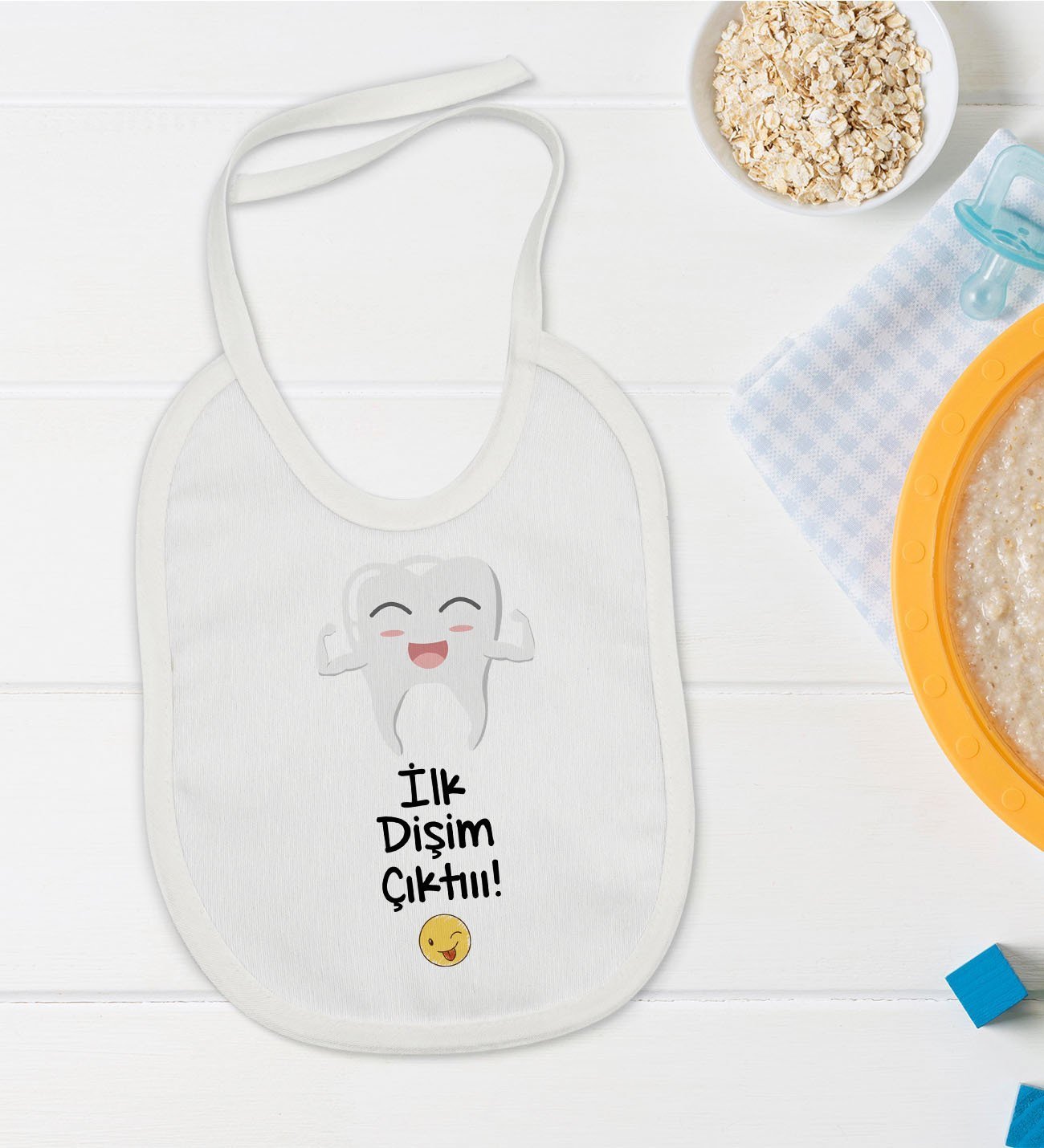 BK Kids İlk Dişim Çıktı Tasarımlı Bebek Mama Önlüğü - Model 1