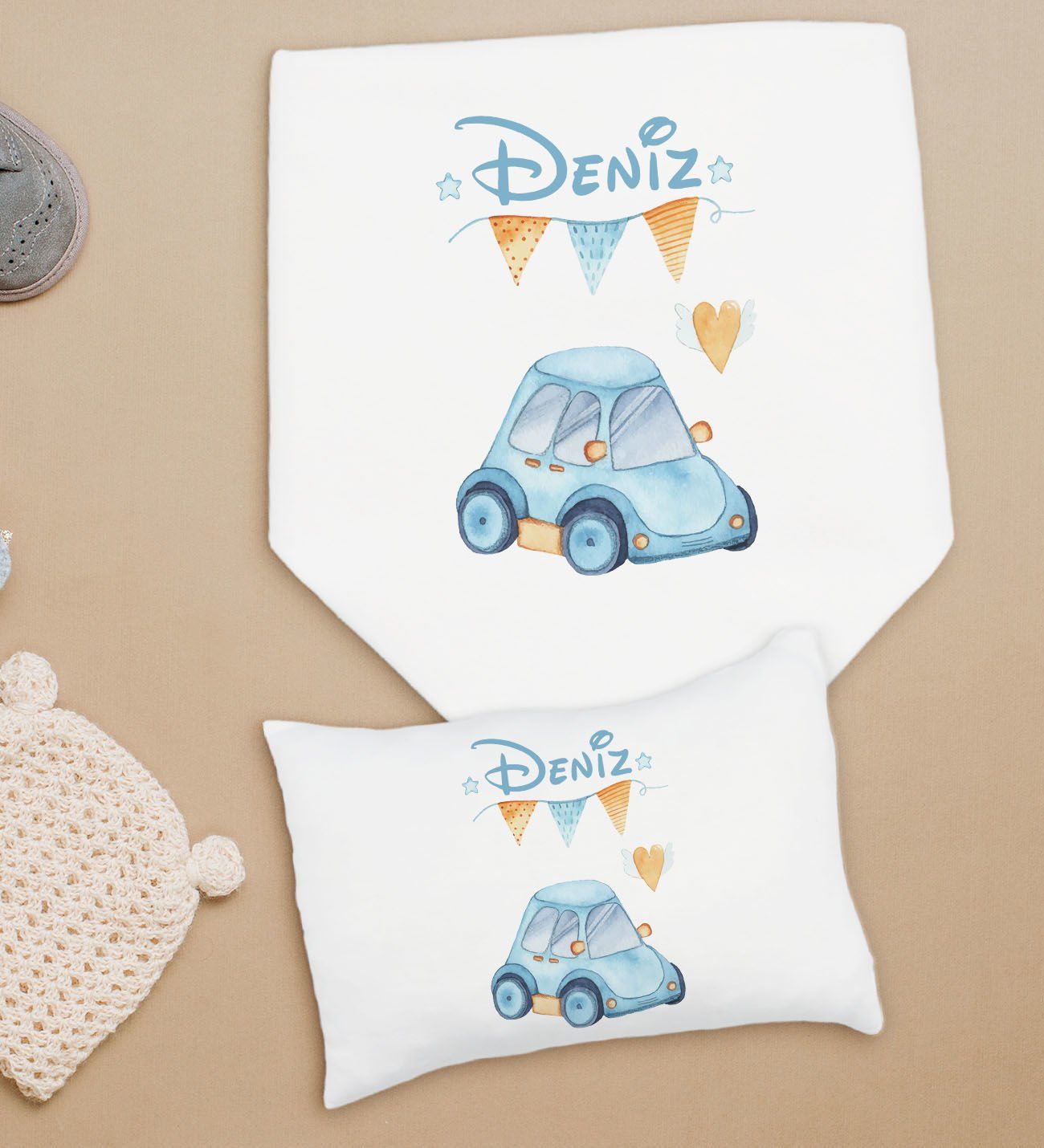 BK Kids Kişiye Özel İsimli Bebek Battaniye ve Yastık Hediye Seti, Yeni Doğan Bebek Hediyesi, Bebek Uyku Seti-28