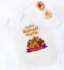 Kişiye Özel Happy Halloween Tasarımlı Beyaz Mutfak Önlüğü-18