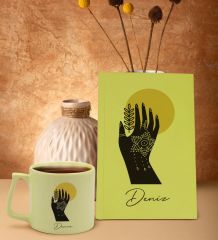 BK Gift Kişiye Özel İsimli Sarı Sert Kapaklı Defter ve Middle Kupa Seti, Arkadaşa Hediye, Yeni İş Hediyesi, Doğum Günü Hediyesi-4