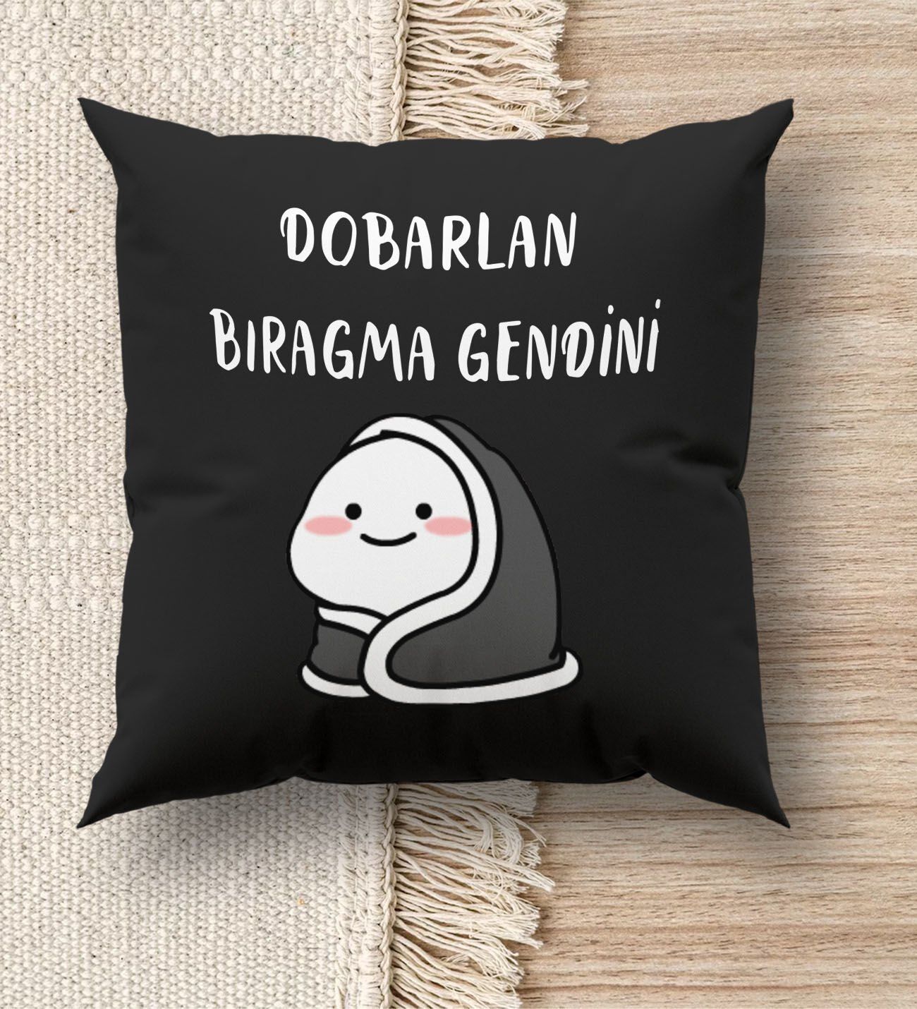 BK Gift Esprili Premium Kumaş Siyah Kırlent Yastık, Ev Hediyesi, Ev Dekorasyonu, Dekoratif Hediye-9