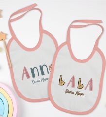 BK Kids Kişiye Özel Anne ve Baba Tasarımlı 2’li Pembe Mama Önlüğü-4