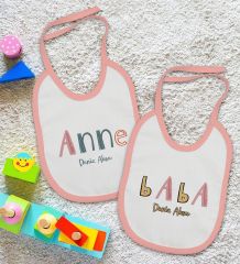 BK Kids Kişiye Özel Anne ve Baba Tasarımlı 2’li Pembe Mama Önlüğü-4