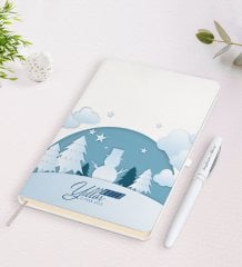 Kişiye Özel İsimli Yılbaşı Mutlu Yıllar Beyaz Defter ve Kalem Hediye Seti-22