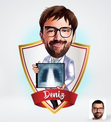 Kişiye Özel İsimli Erkek Radyolojist Tasarımlı Dijital Karikatür-1
