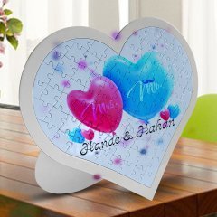 Kişiye Özel Sevgililer Günü Temalı 97 Parça Kalp Puzzle - 4