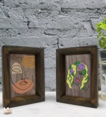 Bk Gift Dekoratif 2'li Doğal Masif Ahşap Çerçeve 15x20cm-54