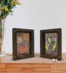 Bk Gift Dekoratif 2'li Doğal Masif Ahşap Çerçeve 15x20cm-54