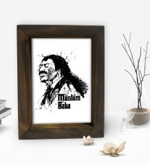 BK Gift Müslüm Baba Tasarımlı Dekoratif Doğal Masif Ahşap Çerçeve 15x20cm-3