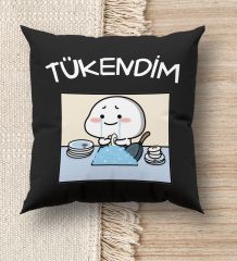 BK Gift Esprili Premium Kumaş Siyah Kırlent Yastık, Ev Hediyesi, Ev Dekorasyonu, Dekoratif Hediye-8