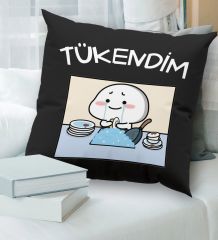 BK Gift Esprili Premium Kumaş Siyah Kırlent Yastık, Ev Hediyesi, Ev Dekorasyonu, Dekoratif Hediye-8