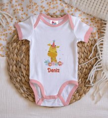 BK Kids Kişiye Özel Pembe Bebek Body Zıbın - Model 157