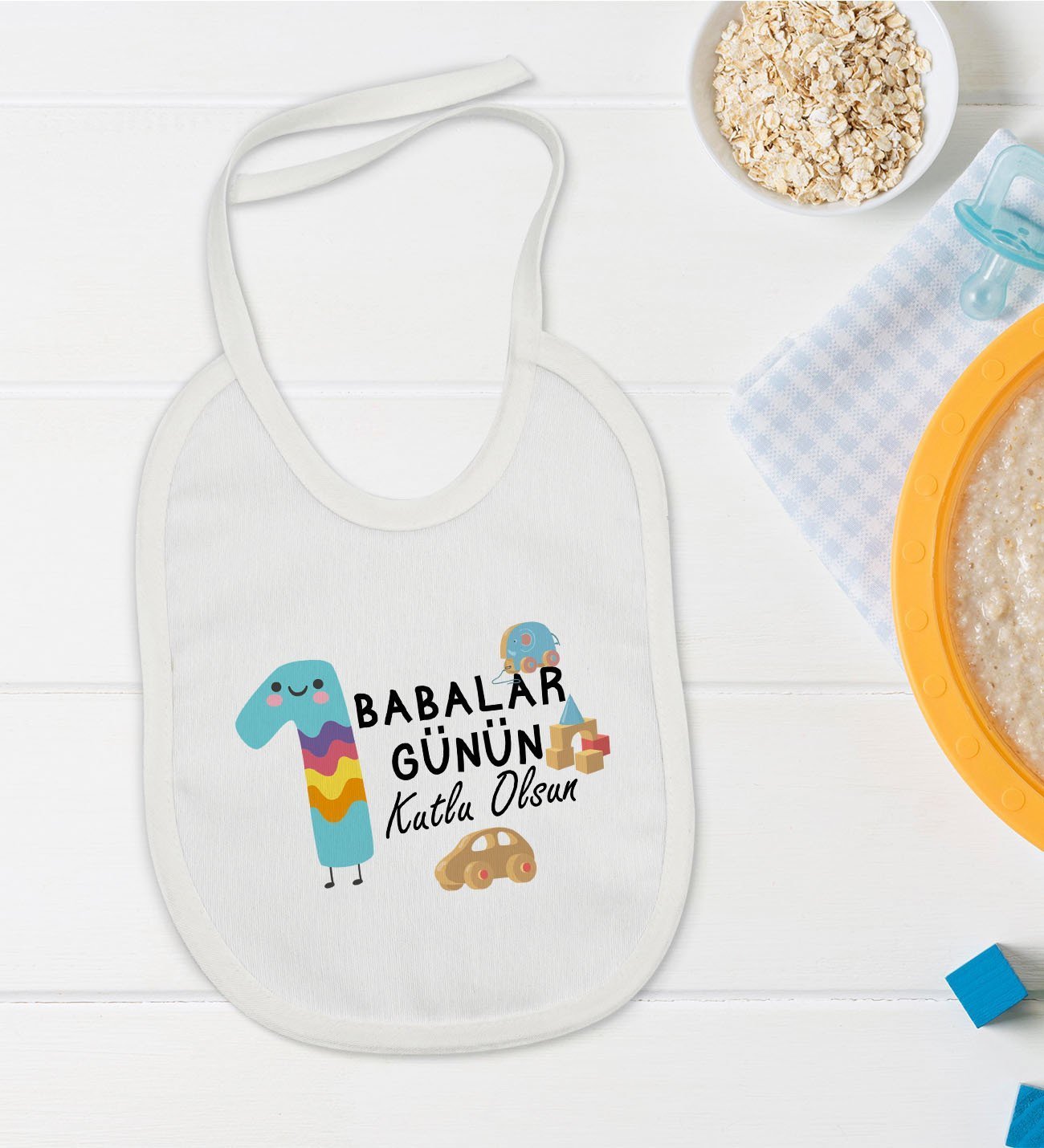 BK Kids İlk Babalar Günü Tasarımlı Bebek Mama Önlüğü - Model 4