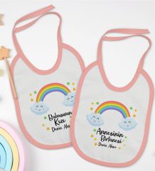 BK Kids Kişiye Özel Anne ve Baba Tasarımlı 2’li Pembe Mama Önlüğü-3