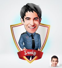 Kişiye Özel İsimli Erkek Polis Tasarımlı Dijital Karikatür-3
