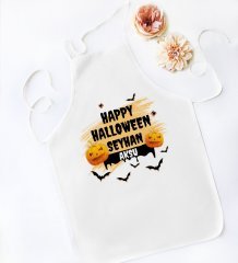 Kişiye Özel Happy Halloween Tasarımlı Beyaz Mutfak Önlüğü-16